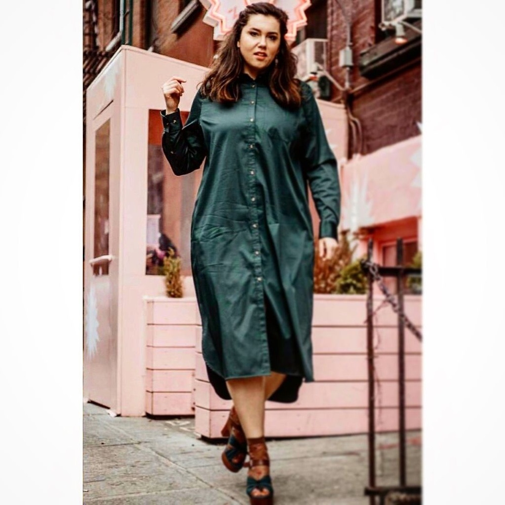 Universal Standard Georgia Shirt Dress Green Large
